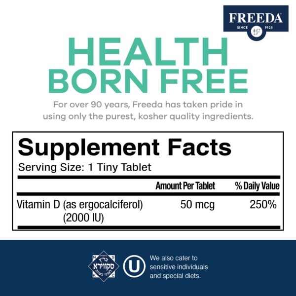 Suplemento vegano vitamina D2 FREEDA 100 unidades