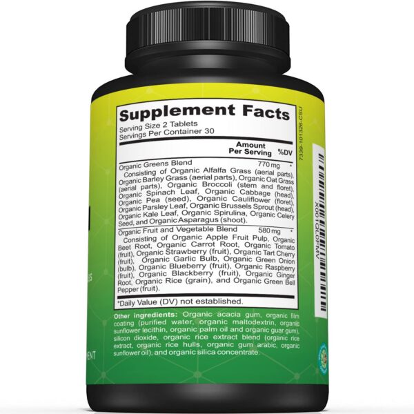 Suplemento diario de superalimentos verdes en tabletas