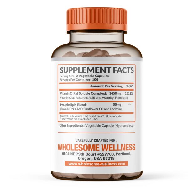 Suplemento vit C 1500mg liposomal alta absorción Wholesome Wellness