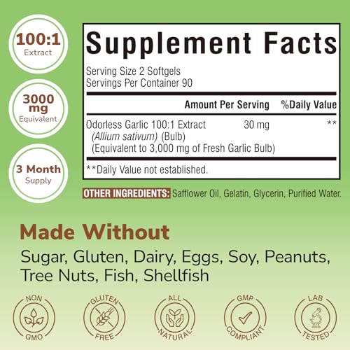 Suplemento Vitalibre Ajo Inodoro 180 softgels sin olor