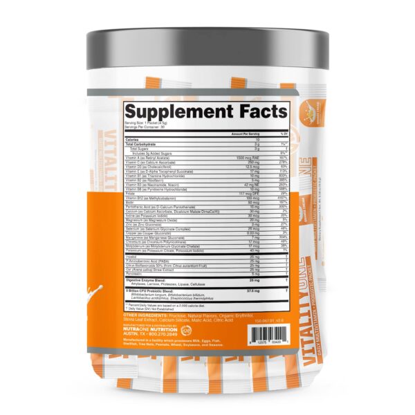 Suplemento VitalityOne en polvo sabor naranja crema