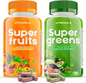 Suplemento Vitamax super frutas y verduras orgánicas 180 cápsulas