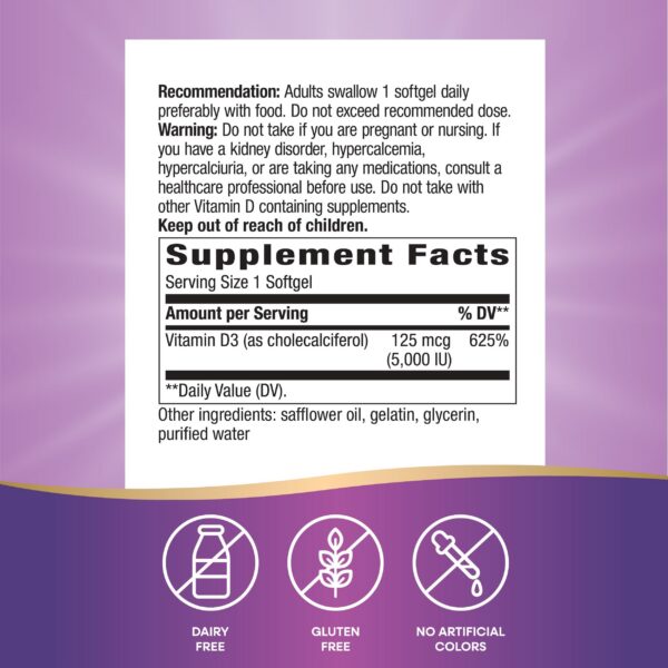 Frasco de suplemento Vitamin D3 Max Nature's Way para apoyo inmune