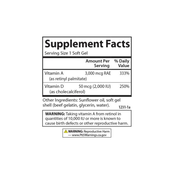 Suplemento de vitamina A y D Carlson para cuidado de la piel