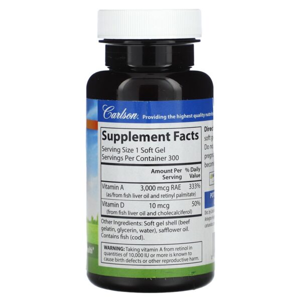 Suplemento de vitamina A y D Carlson Labs para salud cardiovascular