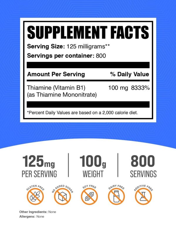 Suplemento vitamina b1 polvo 125mg BulkSupplements
