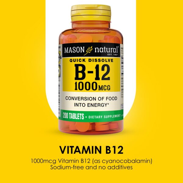 Suplemento vitamina b12 MASON NATURAL 1000 mcg 200 tabletas