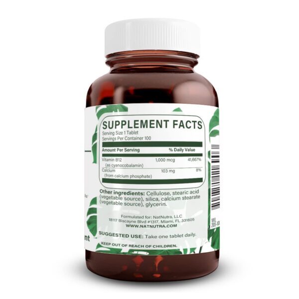 Suplemento Vitamina B12 Natural Nutra liberación lenta en cápsulas