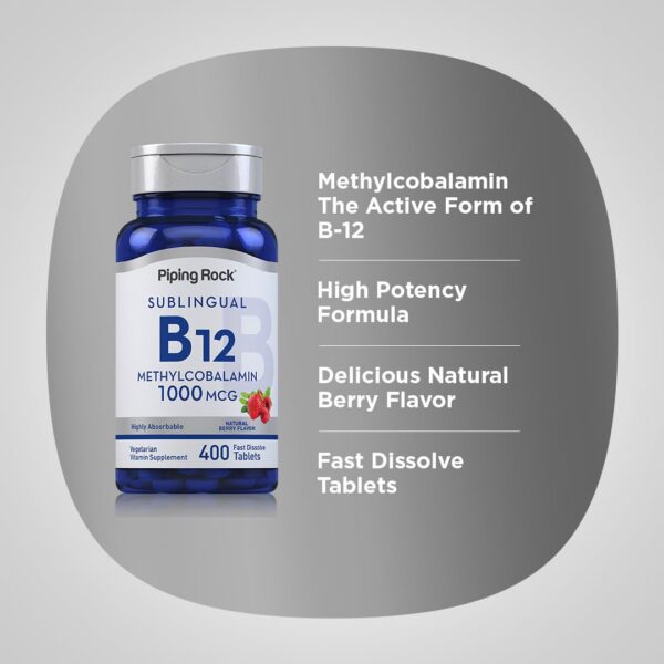 Suplemento vitamina B12 Piping Rock 1000mcg 400 unidades