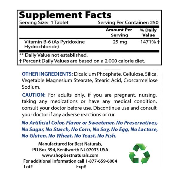 Suplemento vitamina B2 y B6 sin OMG ni gluten 120 cápsulas Best Naturals