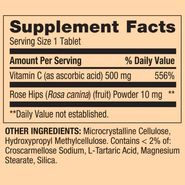 Suplemento vitamina c 500 mg Spring Valley con rosa mosqueta