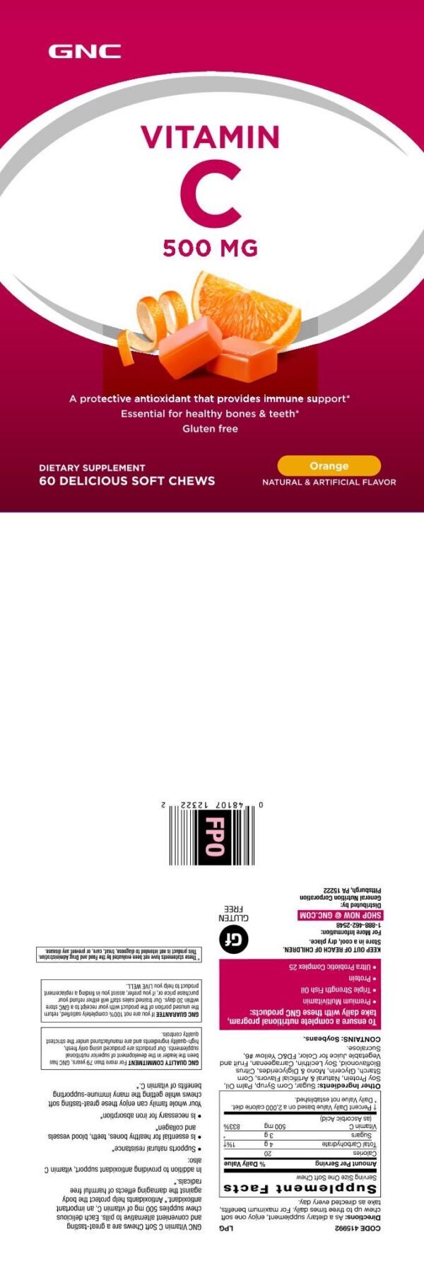 Version 1.0.0 Suplemento vitamina C GNC masticable para sistema inmunológico