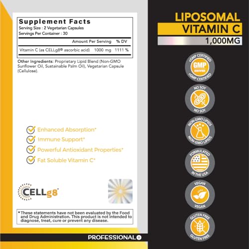 Suplemento vitamina c liposomal Omvi 85% absorción