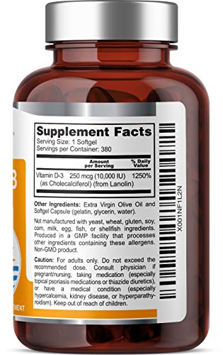 Suplemento vitamina d3 alta potencia Health Genesis 380 unidades