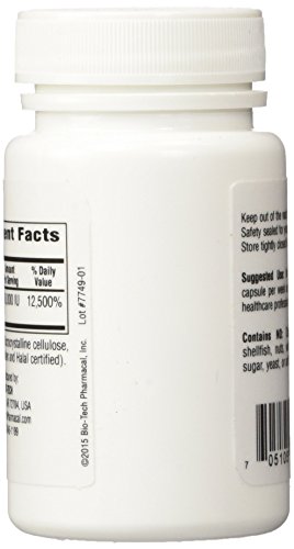 Suplemento vitamina d3 en capsulas BioTech Pharmacal 100 unidades