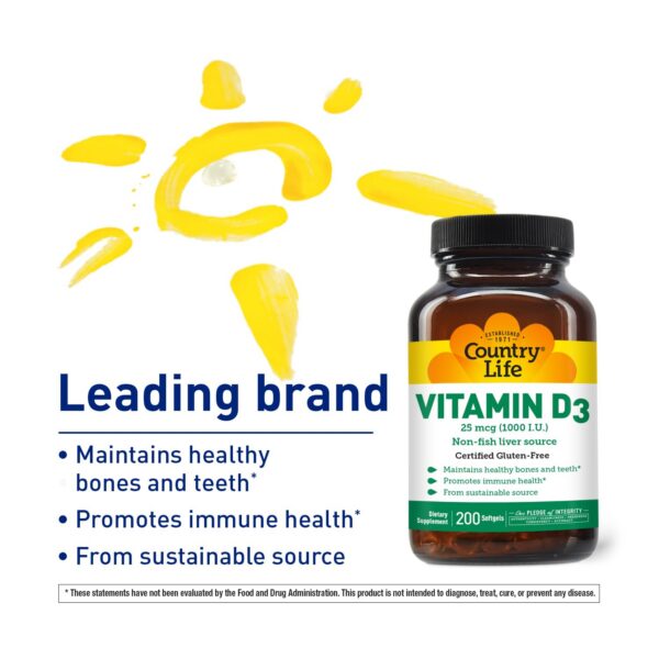 Version 1.0.0 Suplemento vitamina d3 Country Life 1000 ui 200 cápsulas gelatina bovina