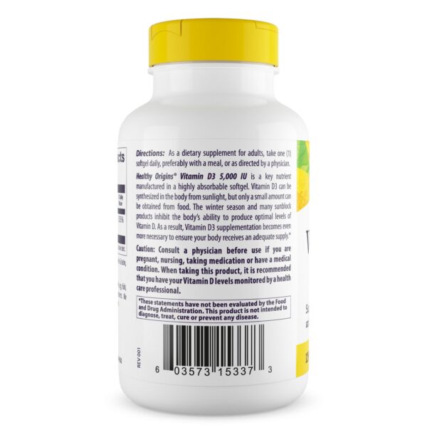 Suplemento vitamina d3 healthy origins 5000 iu soporte inmunológico