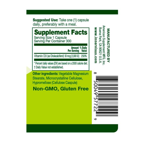 Suplemento vitamina D3 para huesos y sistema inmune