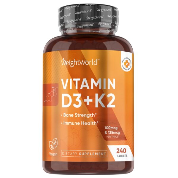 Suplemento Vitamina D3 K2 240 tabletas veganas WeightWorld