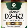 Suplemento vitamina d3 k2 5000 iu 100 mcg softgels natures peak