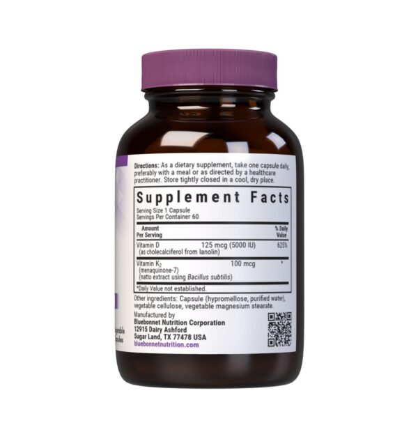 Suplemento vitamina d3 k2 bluebonnet sin soja ni gluten