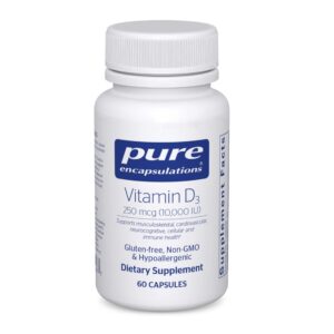 Suplemento vitamina d3 Pure Encapsulations 10,000 UI 60 cápsulas