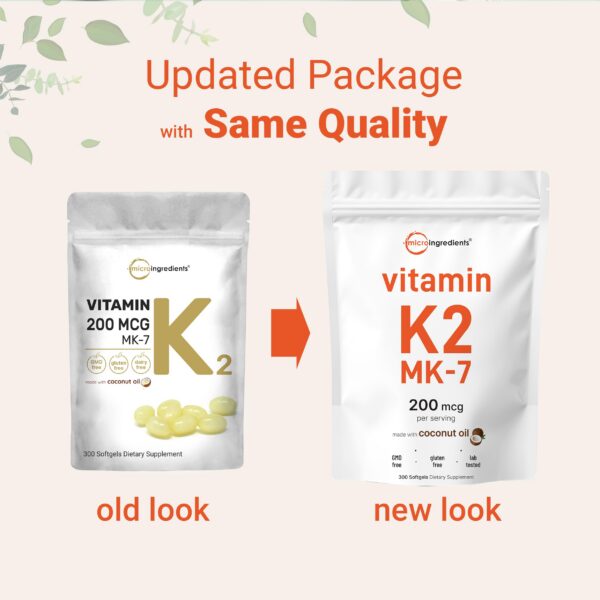 Version 1.0.0 Suplemento vitamina K2 MK7 200 mcg Micro Ingredients 300 cápsulas