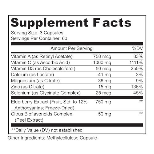 Suplemento con vitaminas A C D zinc y selenio para defensa inmune
