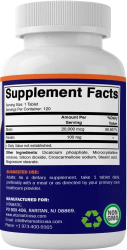 Frasco Vitamatic biotina y queratina para salud capilar