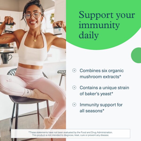 Suplemento con vitaminas y hongos para apoyo al sistema inmune