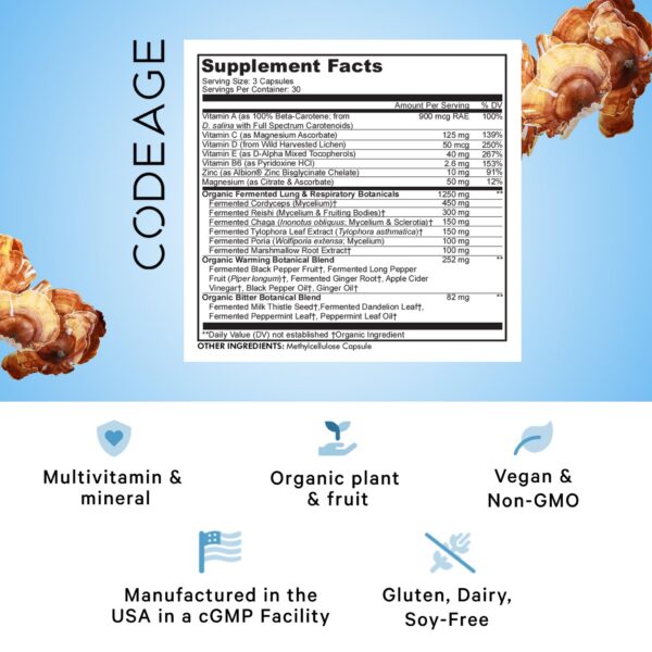 Suplemento vitamínico orgánico para pulmones Codeage