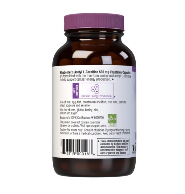 Suplemento vitamínico BlueBonnet Acetil L-Carnitina 500 mg