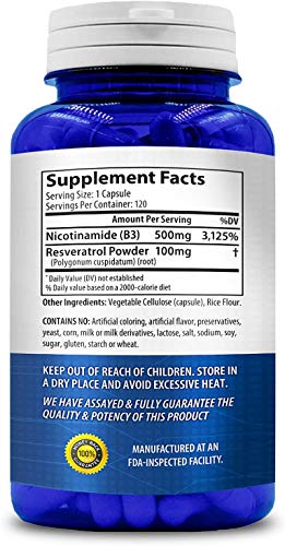 Suplemento vitamínico nicotinamida sin rubor para piel