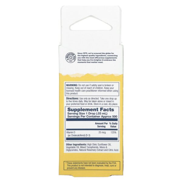 Suplemento vitaminico solaray d3 líquido sin sabor 1000 iu