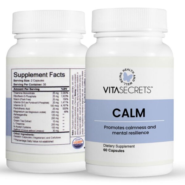 Suplemento Vitasecrets Calm con Ashwagandha y GABA