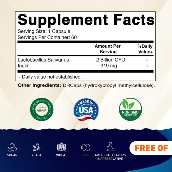 Etiqueta Vitamatic Lactobacillus Salivarius proteína probiótica