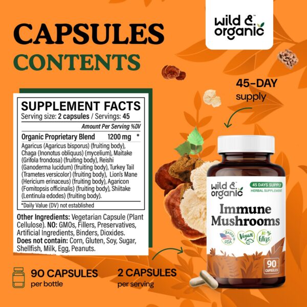 Suplemento Wild & Organic para soporte inmunológico de hongos