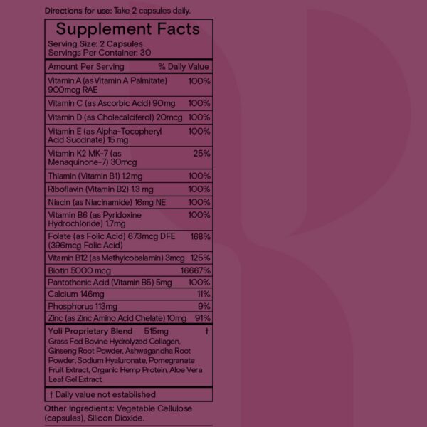 Suplemento Yoli Glow apoyo cabello piel y uñas saludables