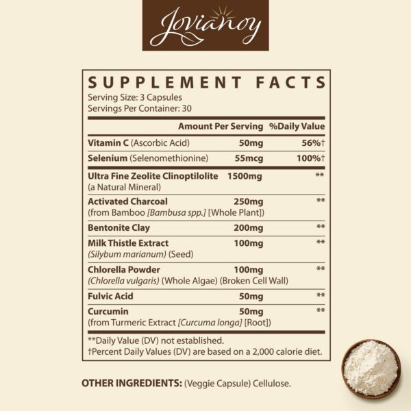 Cápsulas Jovianoy mezcla zeolita carbón activado arcilla