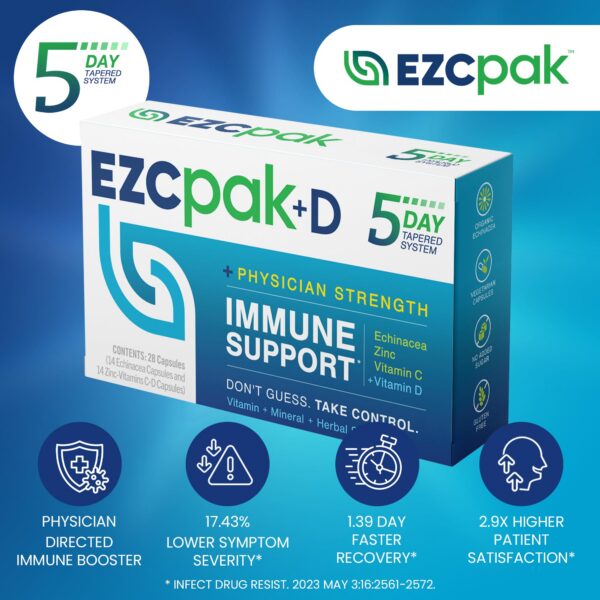 Suplementos vitamínicos EZC Pak con echinacea y zinc para sistema inmunológico