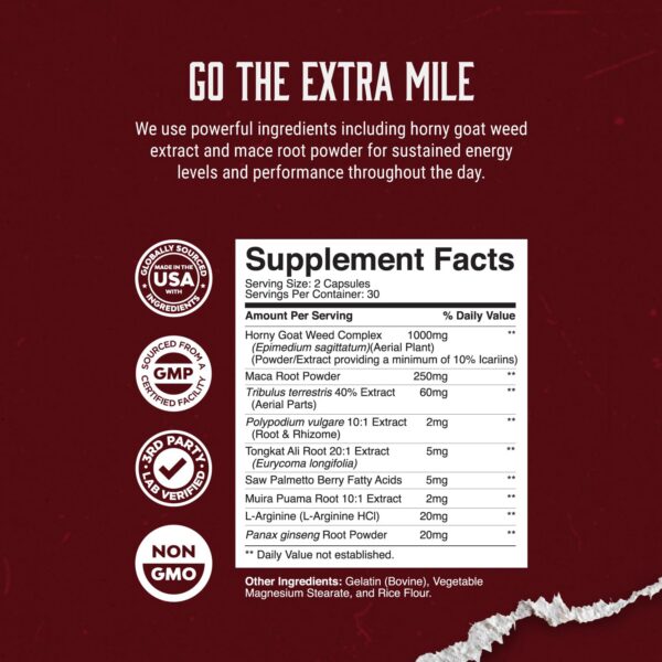 Suplementos naturales con extracto de Horny Goat Weed y tongkat ali