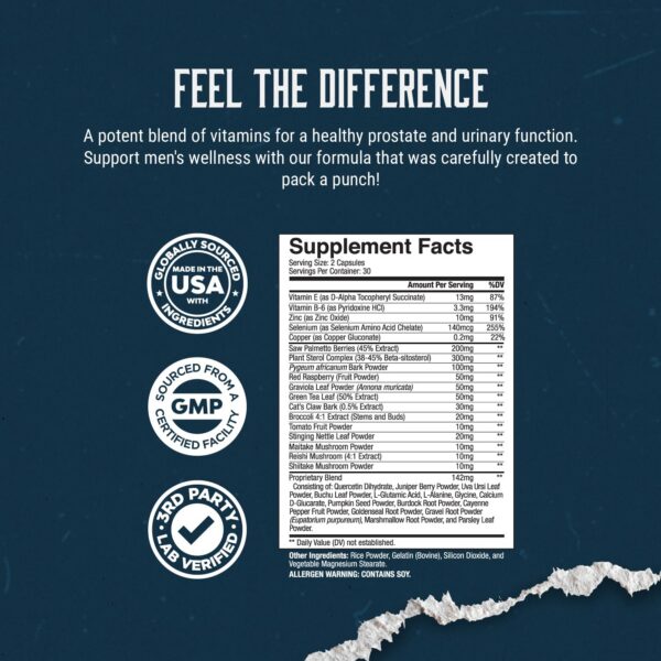 Suplementos para la próstata con ingredientes naturales pygeum y saw palmetto