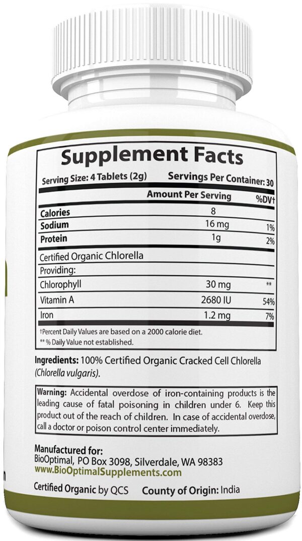Suplementos superalimento BioOptimal chlorella y spirulina orgánicas