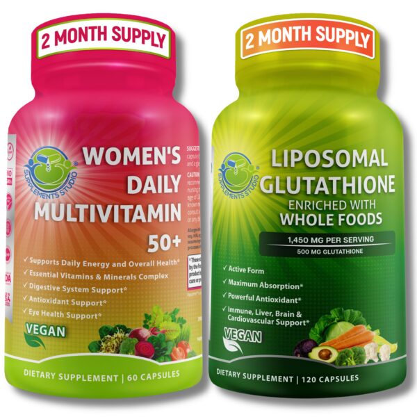 Vista frontal del combo antioxidante SUPPLEMENTS STUDIO