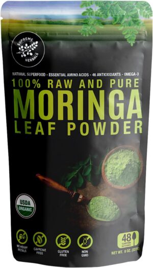 Frente de envase polvo moringa SUPREME HERBALS