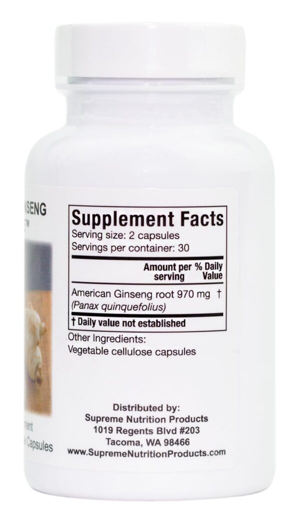 Supreme Nutrition American Ginseng suplemento 60 cápsulas