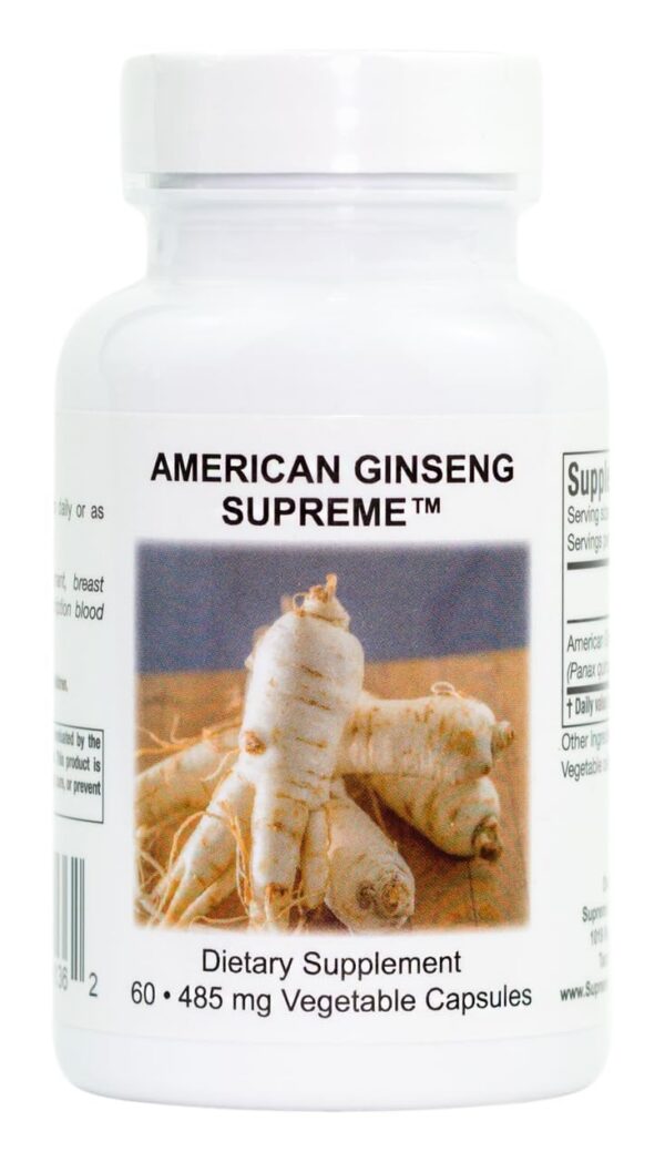 Supreme Nutrition ginseng americano cápsulas vegetarianas frasco