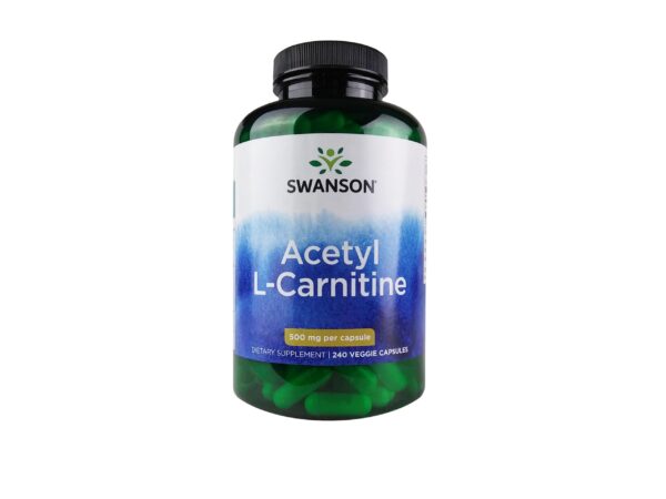 Swanson acetil-L-carnitina 500 mg frasco frontal