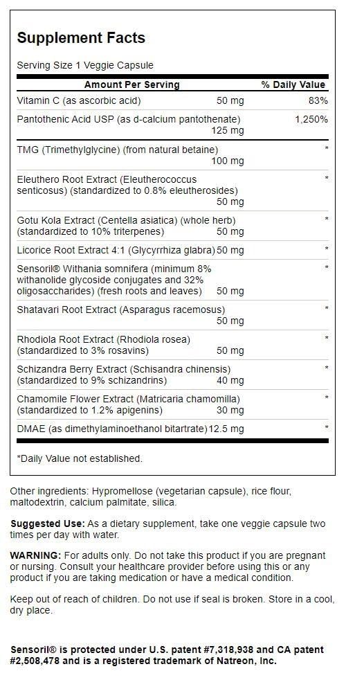 Etiqueta frontal Swanson Adrenal Essentials