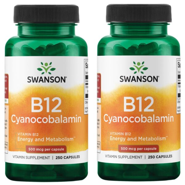 Cápsulas Swanson B12 cianocobalamina 500mcg